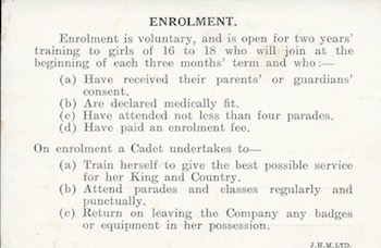 Reverse side of card