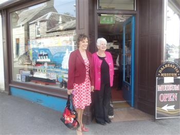 Esther Rantzen and Ada Johnston entering Dalbeattie Museum