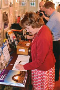 Esther Rantzen signs our visitors book